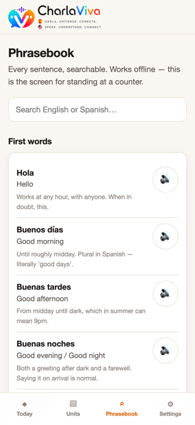Searchable offline phrasebook of every sentence